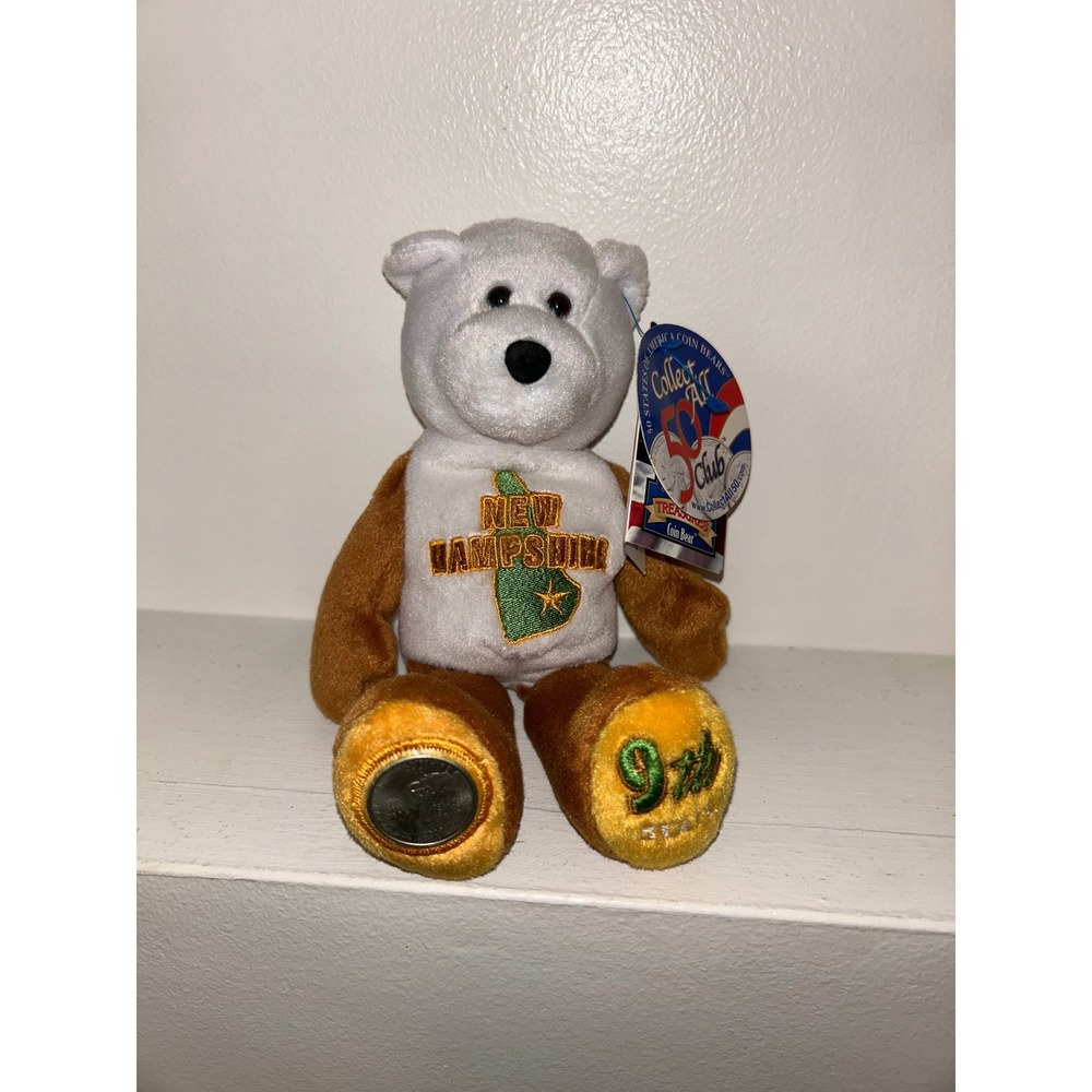 Limited Treasures New Hampshire State Coin Bear Plush 9th State Brown White 2001